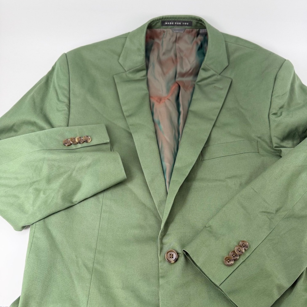Indochino Mens Sage Green Two Button Blazer Jacket Iridescent Lining IC18589245